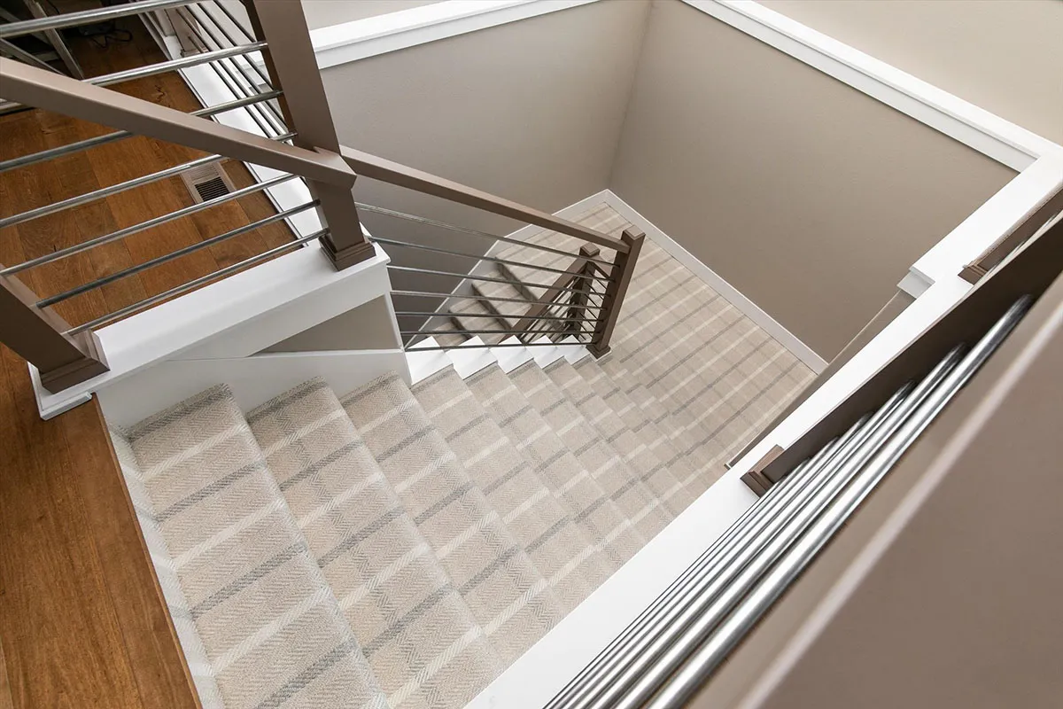 beige plaid carpet stair runners 